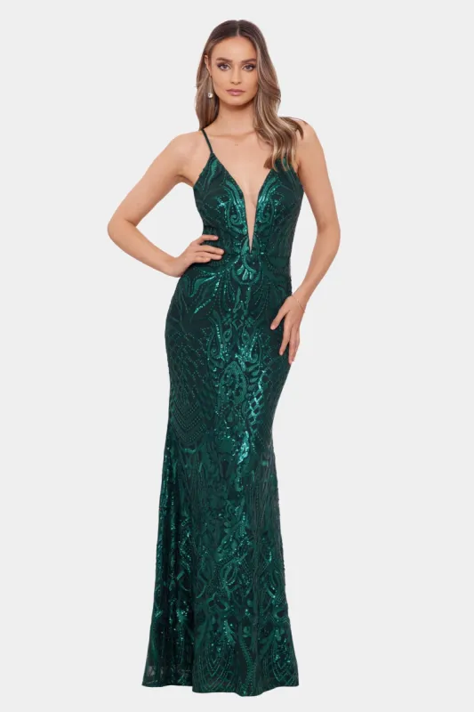 Long Pattern Sequin Deep V-Neck sold by Lord & Taylor
