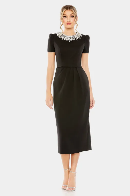 Rhinestone Neckline Column Dress sold by Lord & Taylor