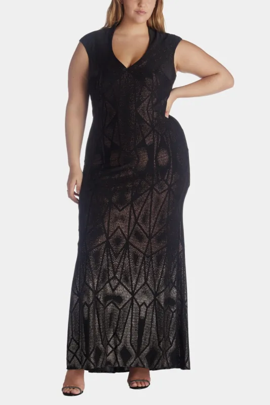 Long Cap Sleeve Glitter Ombre Dress sold by Lord & Taylor