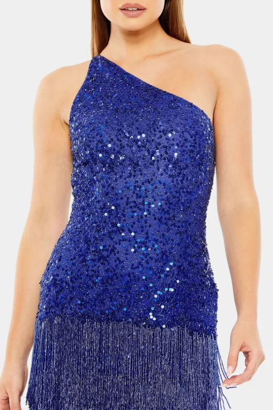 One Shoulder Fringe Beaded Mini Dress sold by Lord & Taylor