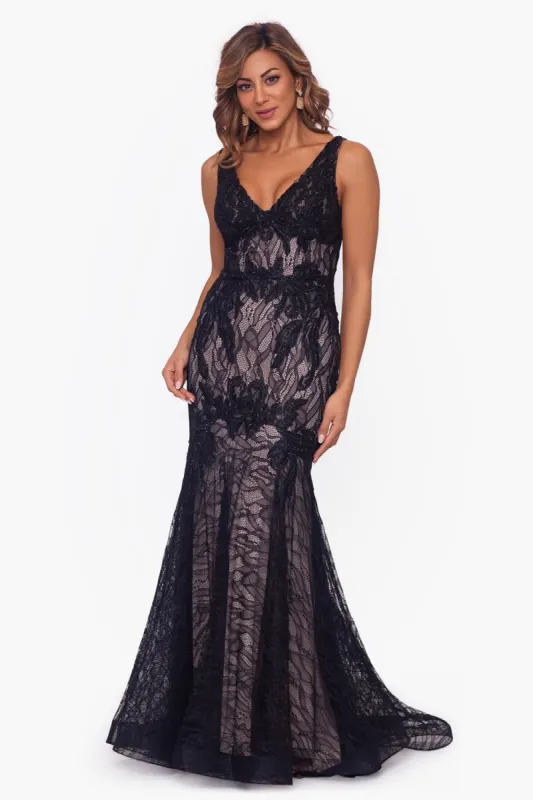 Long V-Neck Lace Applique Mermaid sold by Lord & Taylor
