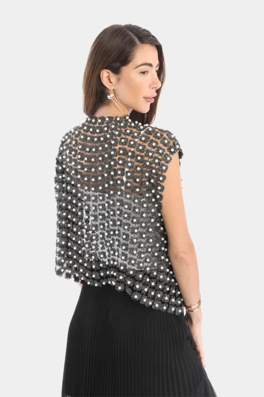 Floral Pearl Embellished Topper sold by Lord & Taylor