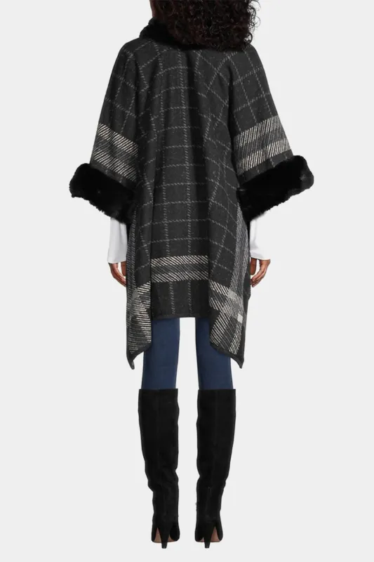 Faux Fur Plaid Kimono sold by Lord & Taylor
