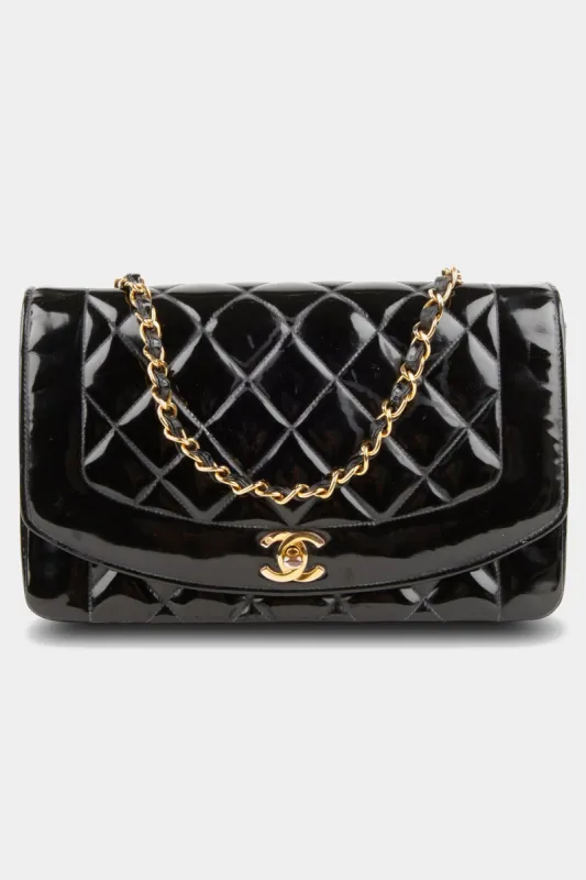 Patent Diana Flap Medium Bag sold by Lord & Taylor