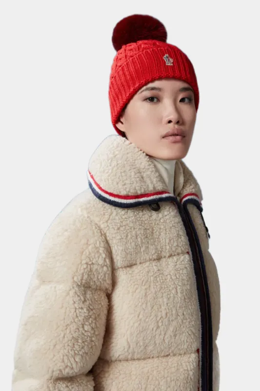 Wool Cable Pom Beanie made by Moncler