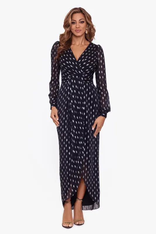 Long Sleeve Chiffon Clip Dot Tulip Pleated sold by Lord & Taylor