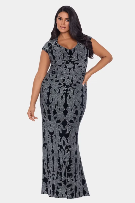 Long Glitter V-Neck Cap Sleeve Dress sold by Lord & Taylor