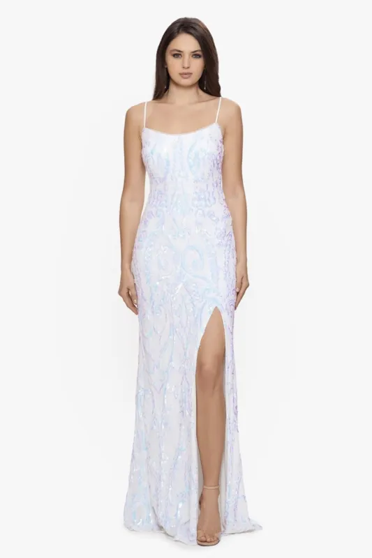Long Side Slit Lace/ Sequin sold by Lord & Taylor