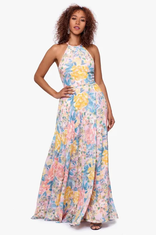 Long Halter Wrap Burnout Print Dress sold by Lord & Taylor