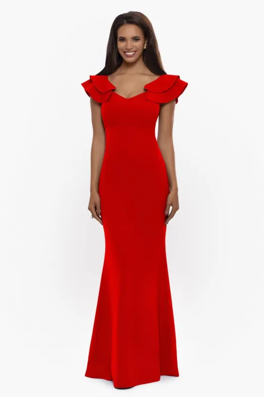 Long Off The Shoulder Scuba Crepe Ruffle sold by Lord & Taylor