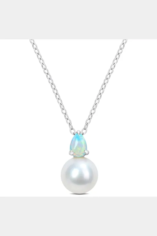 Freshwater Cultured Pearl And Ethiopian Opal Drop Pendant Chain Necklace sold by Lord & Taylor