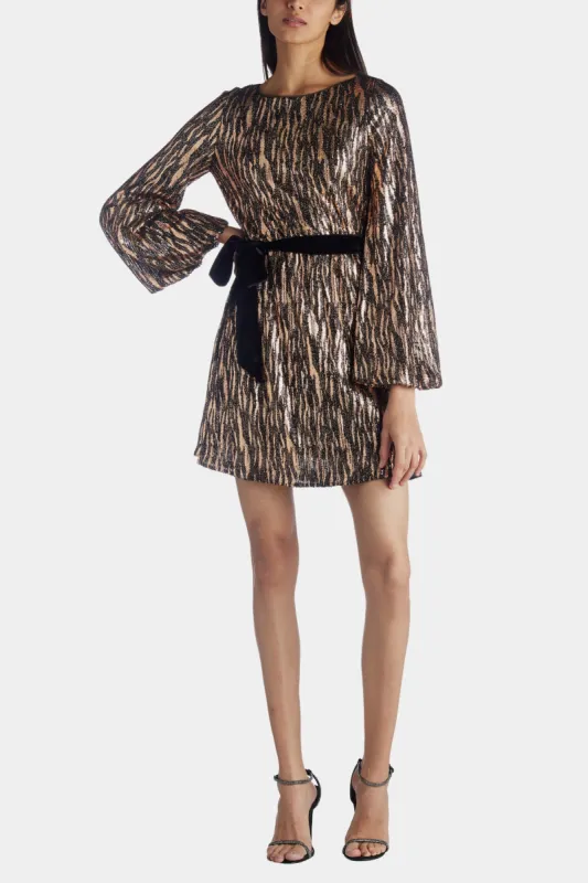 Short Long Sleeve Sequin With Velvet Tie sold by Lord & Taylor