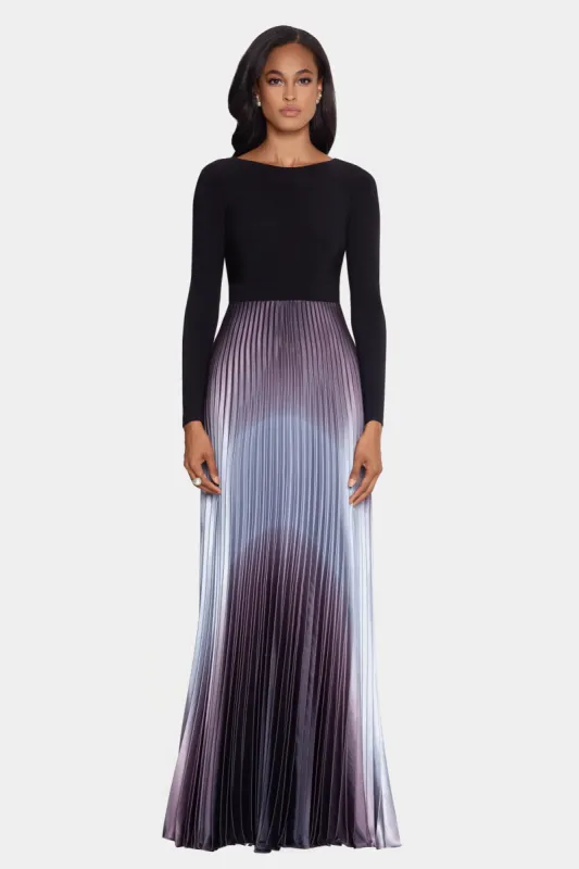 Long Sleeve Ombre Charmeuse Pleat Dress sold by Lord & Taylor