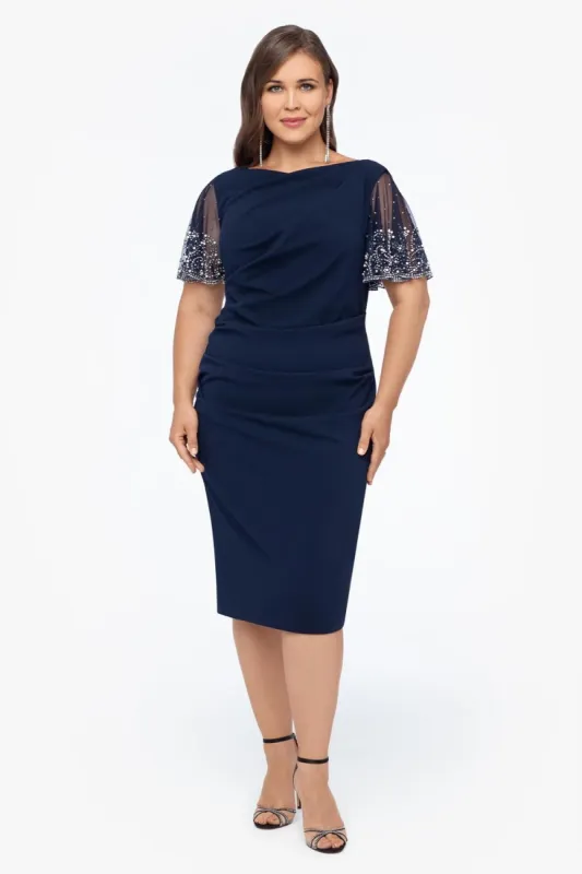 Beaded Sleeve Short Scuba Crepe Dress sold by Lord & Taylor