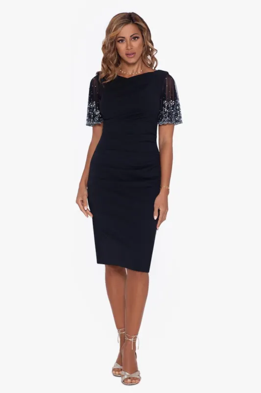Beaded Sleeve Short Scuba Crepe Dress sold by Lord & Taylor
