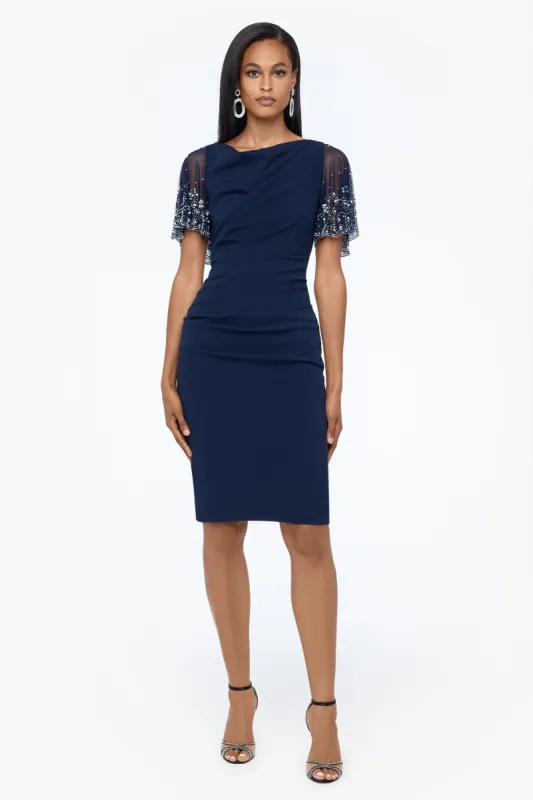 Beaded Sleeve Crepe Dress sold by Lord & Taylor