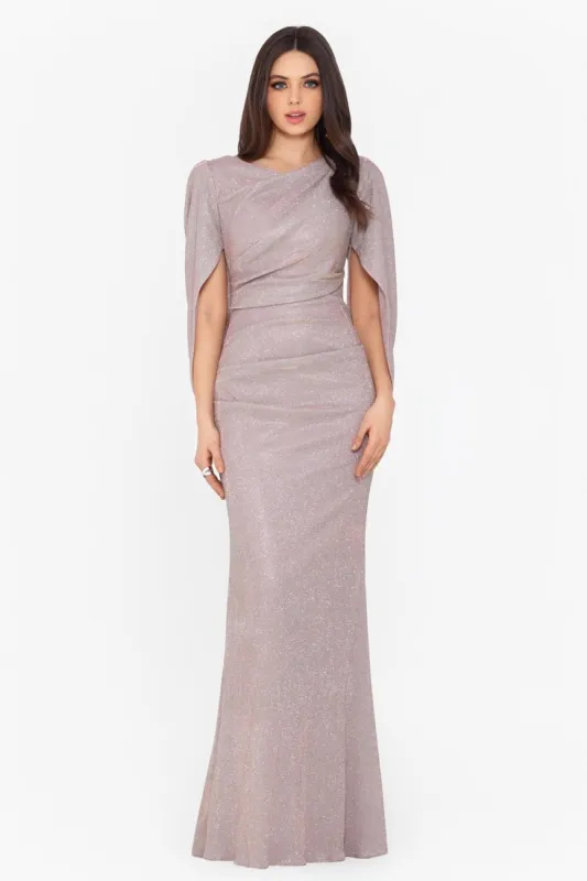 Glitter Knit Drape Back Gown sold by Lord & Taylor