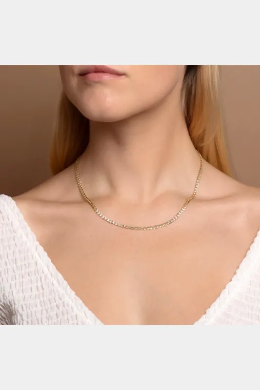 Over Sterling Two Tone Flat Diamond Cut Cuban Chain sold by Lord & Taylor