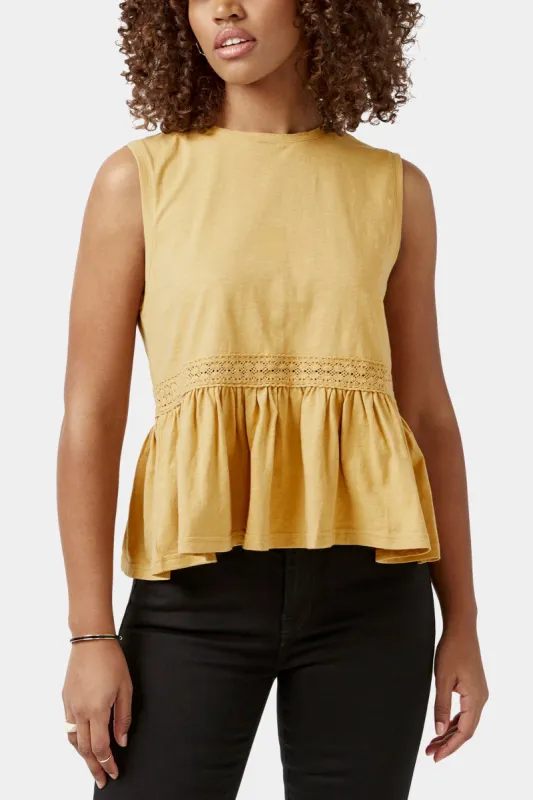 Farren Embroidered Band Peplum Tank Top sold by Lord & Taylor