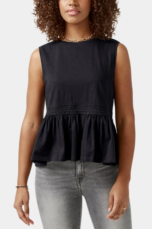 Farren Embroidered Band Peplum Tank Top sold by Lord & Taylor