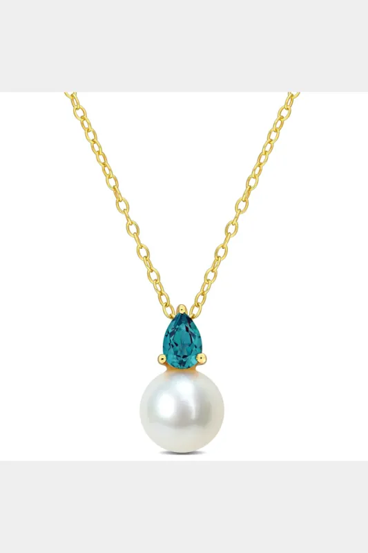 Freshwater Cultured Pearl And Created Alexandrite Drop Pendant Chain Necklace sold by Lord & Taylor
