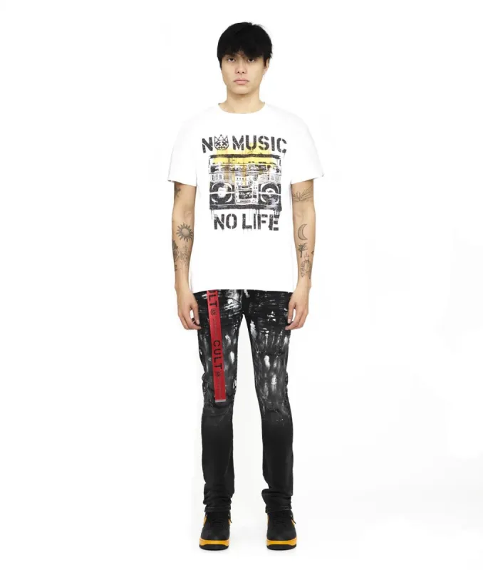 Punk Destructed Super Skinny Jeans with Logo Belt sold by Lord & Taylor