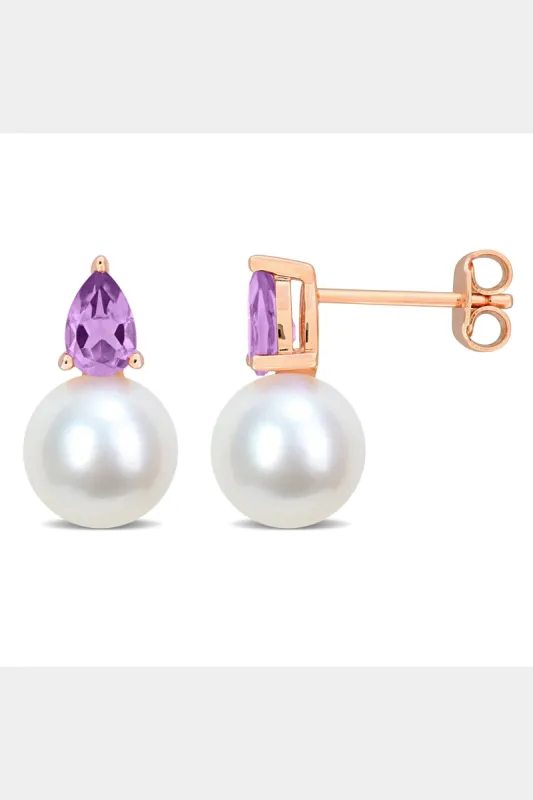 Freshwater Cultured Pearl And Amethyst Drop Earrings sold by Lord & Taylor