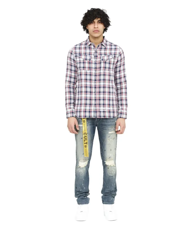 Rocker Destruction Slim Jeans with Logo Belt sold by Lord & Taylor