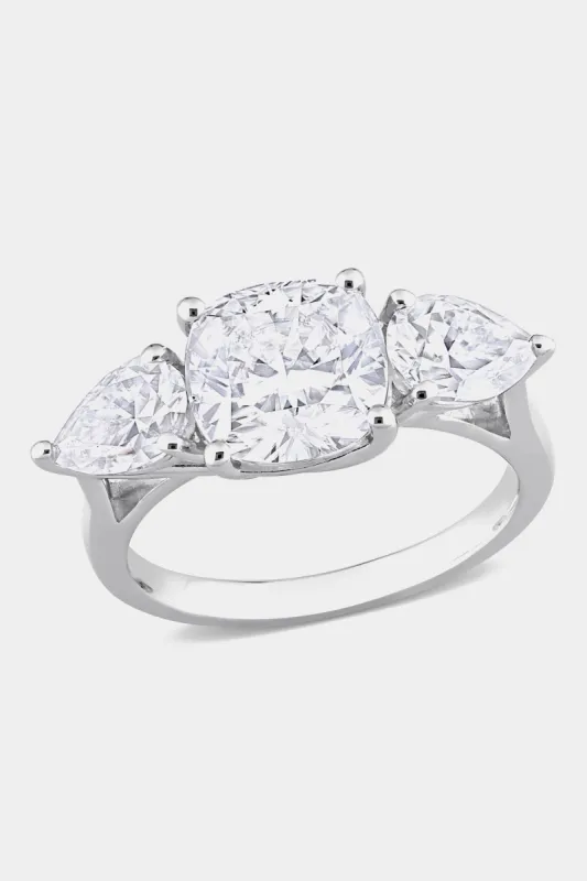 Moissanite Three Stone Ring in Sterling Silver sold by Lord & Taylor