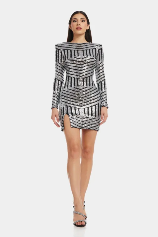 Nathalia Sequin Embellished Side Slit Mini Dress sold by Lord & Taylor