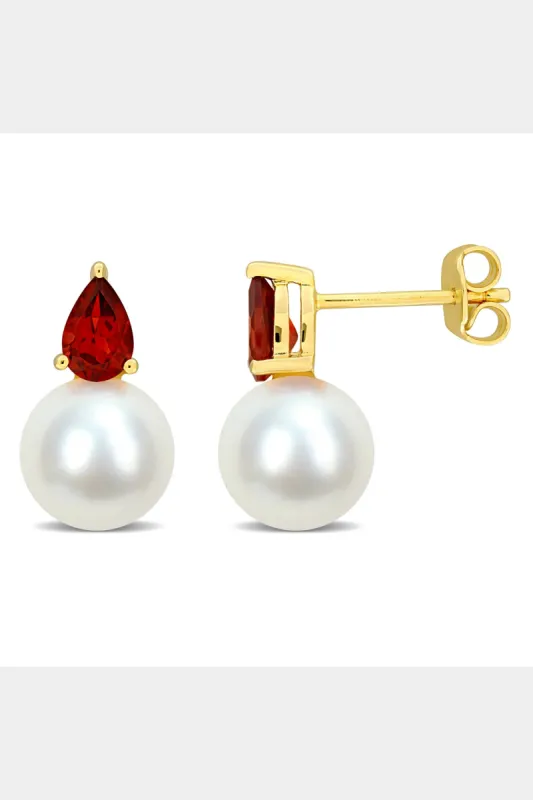 Freshwater Cultured Pearl And Garnet Drop Earrings sold by Lord & Taylor