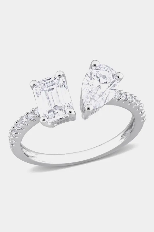 Moissanite 2-Stone Ring in Sterling Silver sold by Lord & Taylor