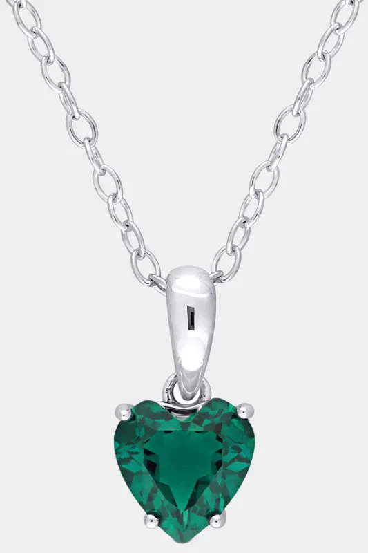 Heart Created Emerald Solitaire Pendant sold by Lord & Taylor