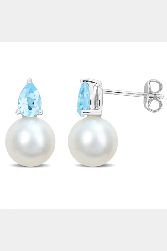 Freshwater Cultured Pearl And Topaz Drop Earrings sold by Lord & Taylor