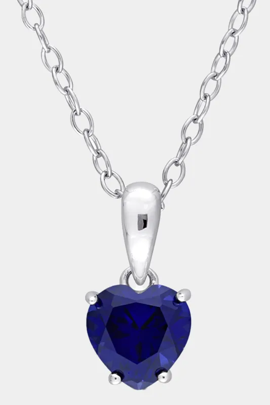 Heart Created Blue Sapphire Solitaire Pendant sold by Lord & Taylor