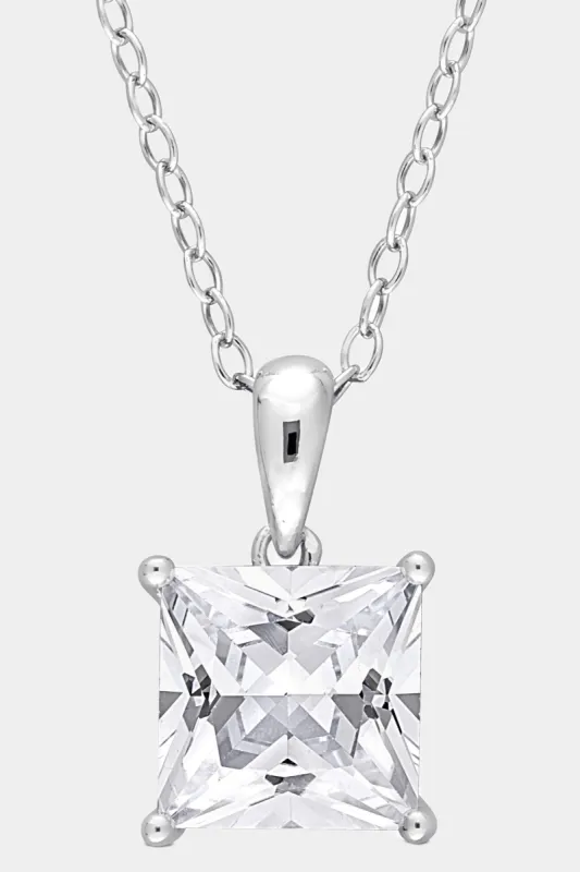 Princess Cut Created White Sapphire Solitaire Pendant sold by Lord & Taylor