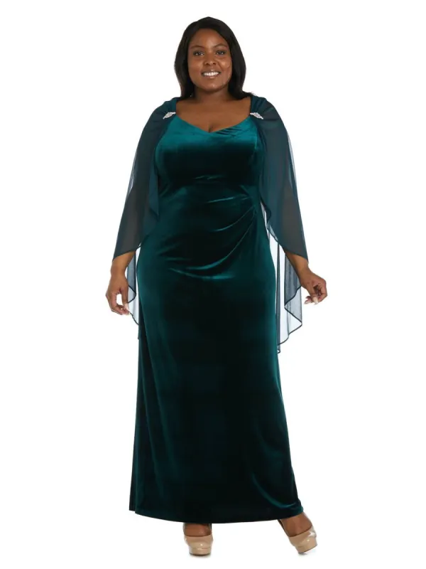 Velvet Empire Waist Gown with Elegant Cape Attachment sold by Lord & Taylor
