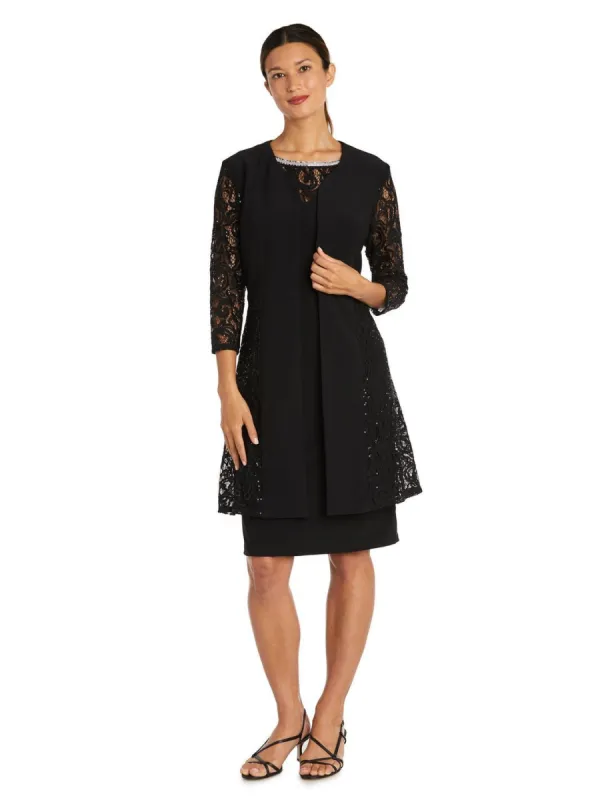 Lace Sleeve Jacket Dress with a Rhine Stone Neckline sold by Lord & Taylor