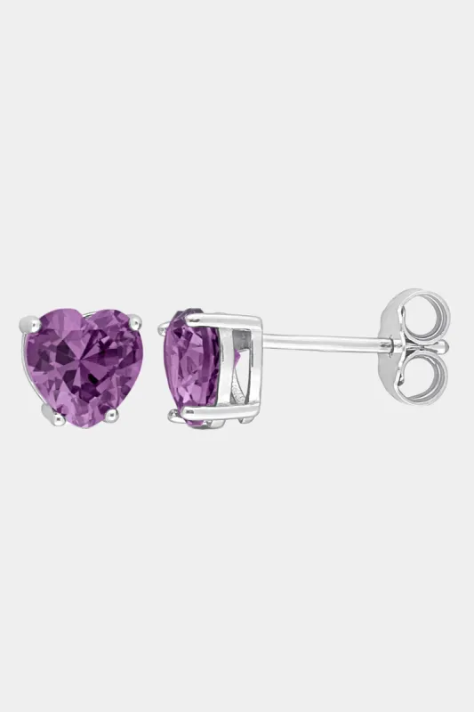 Heart Simulated Alexandrite Stud Earrings sold by Lord & Taylor