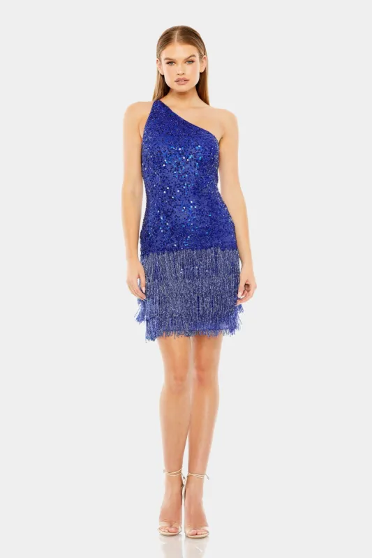 One Shoulder Fringe Beaded Mini Dress sold by Lord & Taylor
