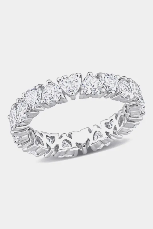 Moissanite Heart Eternity Ring in Sterling Silver sold by Lord & Taylor