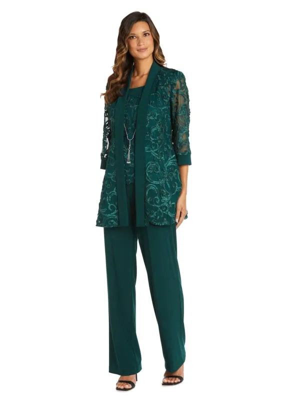 Two-Piece Soutache Jacket and Tank Pantsuit with Necklace sold by Lord & Taylor