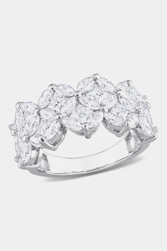 Marquise and Princess Cut Moissanite Anniversary Ring in Sterling Silver sold by Lord & Taylor