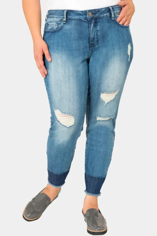 Virginia Raw Hem Midrise Skinny Cropped Jeans sold by Lord & Taylor