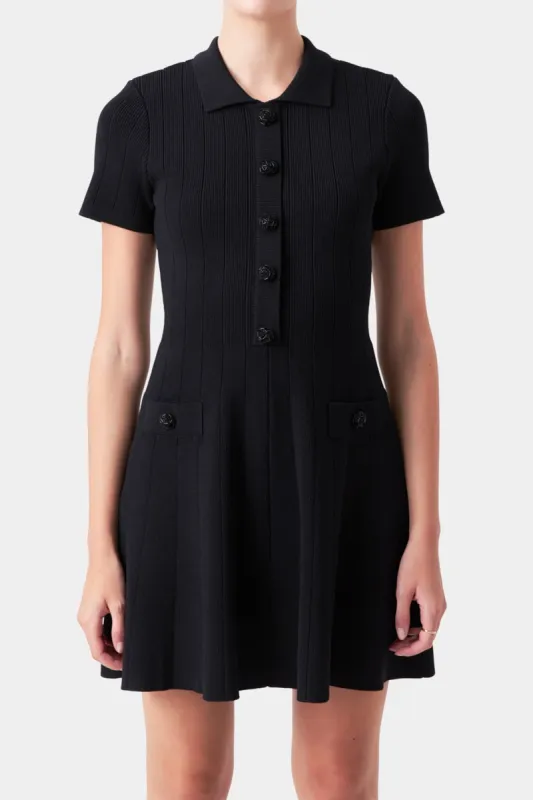 Jewel Buttoned Knit Mini Dress sold by Lord & Taylor