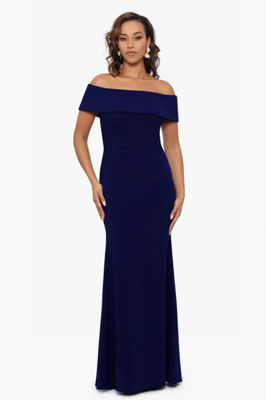 Long Off The Shoulder Crepe Ruched Gown sold by Lord & Taylor