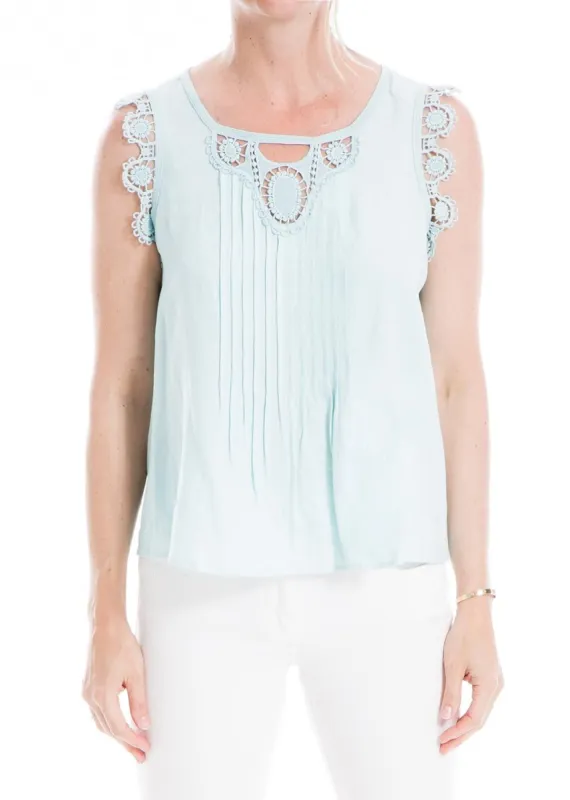 Linen Lace Trimmed Tank sold by Lord & Taylor