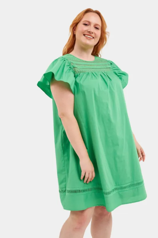 Lace Yoke Ruffle Sleeve Mini Dress sold by Lord & Taylor