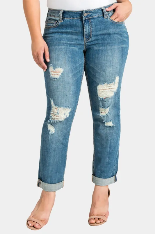 Low Rise Skinny Destroyed Boyfriend Jeans sold by Lord & Taylor