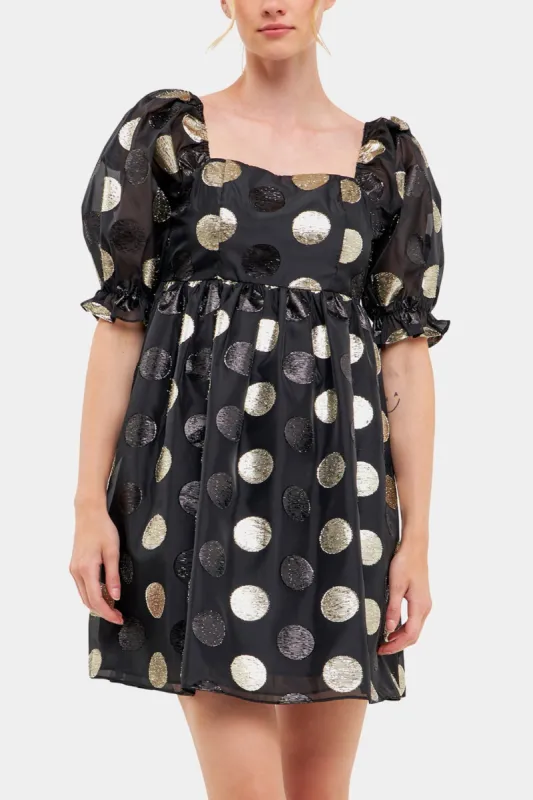 Dot Organza Puff Mini Dress sold by Lord & Taylor